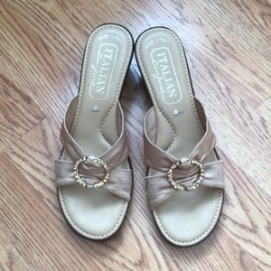 Italian sandals NWOT, elegant slide on wedges